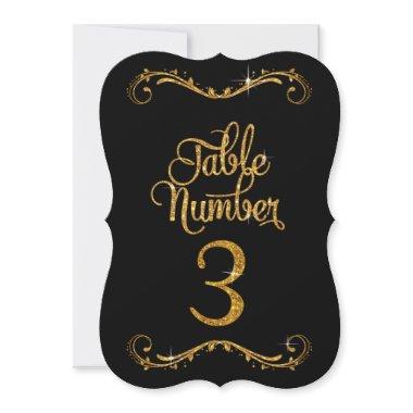 Fancy Script Glitter Table Number 3 Receptions