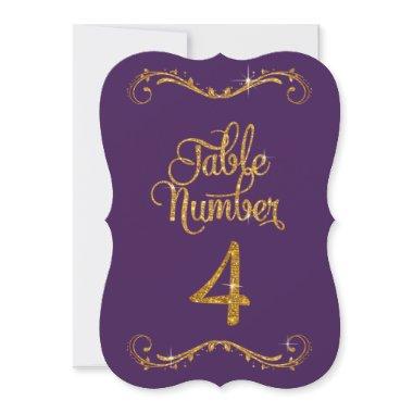 Fancy Script Glitter Table Number 4 Formal Dinners