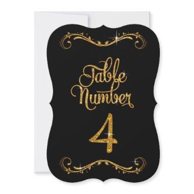 Fancy Script Glitter Table Number 4 Receptions