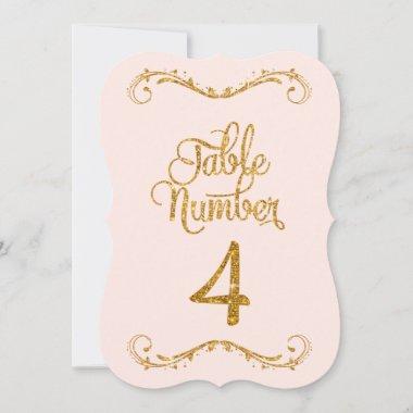 Fancy Script Glitter Table Number 4 Weddings