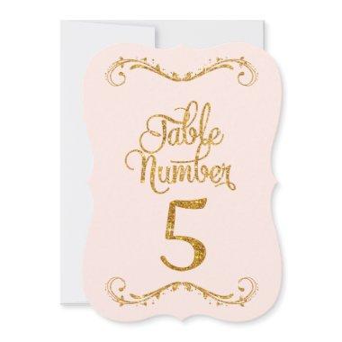 Fancy Script Glitter Table Number 5 Weddings