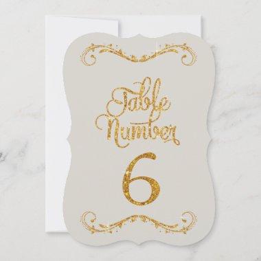 Fancy Script Glitter Table Number 6 Events