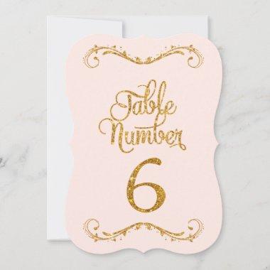 Fancy Script Glitter Table Number 6 Weddings