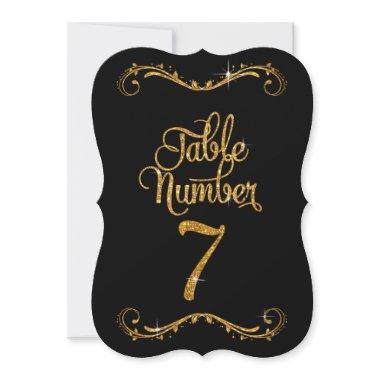 Fancy Script Glitter Table Number 7 Receptions