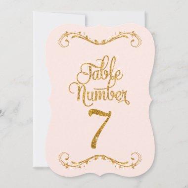 Fancy Script Glitter Table Number 7 Weddings