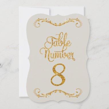 Fancy Script Glitter Table Number 8 Events