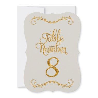 Fancy Script Glitter Table Number 8 Events