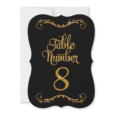 Fancy Script Glitter Table Number 8 Receptions