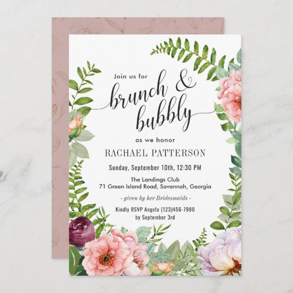 Fantasy Floral Brunch and Bubbly Bridal Shower Invitations
