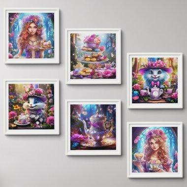 Fantasy tea party hatter magical  peel and stick photo tile