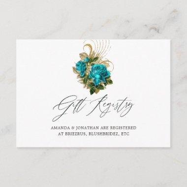 Fantasy Turquoise and Gold Wedding Gift Registry Enclosure Invitations