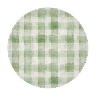 Farm Green Cream Plaid  Cutting Board