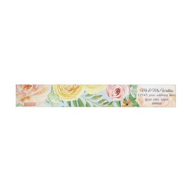 Farmhouse Floral Sky Blue, Blush n Yellow Roses Wrap Around Label