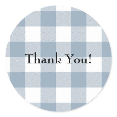 Farmhouse Rustic Blue Grey Buffalo Plaid Square Classic Round Sticker