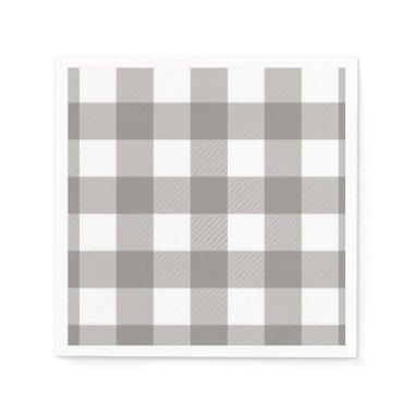 Farmhouse Rustic Grey & White Buffalo Plaid Square Napkins