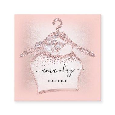 Fashion Blogger Rose Glitter Cloth Hanger Boutique Square Business