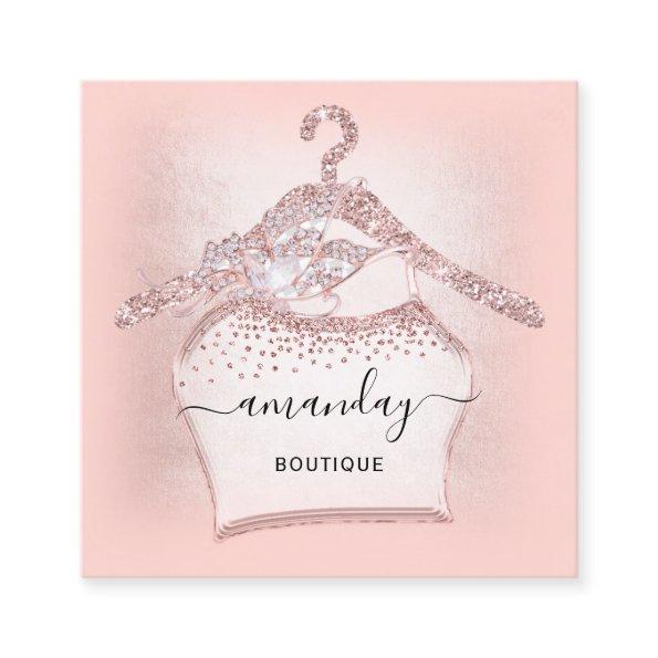 Fashion Blogger Rose Glitter Cloth Hanger Boutique Square Business