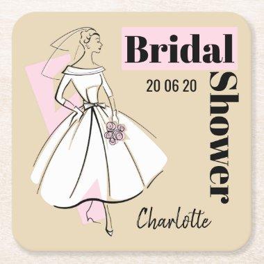 Fashion Bride Neutral Bridal Shower coaster