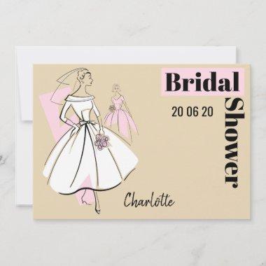 Fashion Bride Neutral Bridal Shower horizontal Invitations