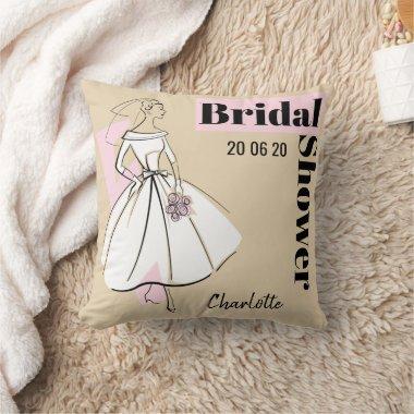 Fashion Bride Neutral Bridal Shower throw pillow