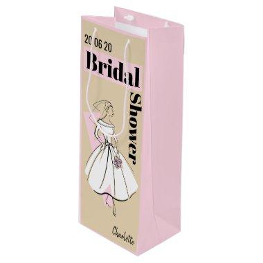 Fashion Bride Neutral Bridal Shower wine pink Wine Gift Bag