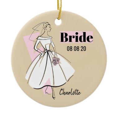 Fashion Bride Neutral Bride Date Name ornament