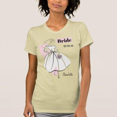 Fashion Bride Neutral Group Bride Name Date T-Shirt