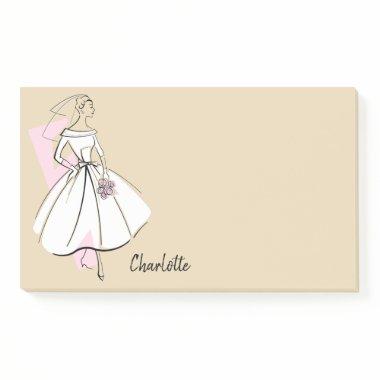 Fashion Bride Neutral Name post-it notes