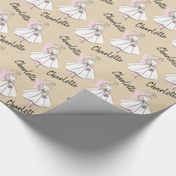Fashion Bride Neutral Name wrapping paper