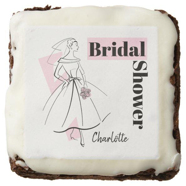 Fashion Bride Pink Bridal Shower brownie square