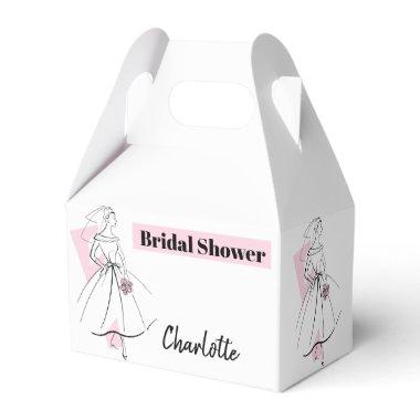 Fashion Bride Pink Bridal Shower Name gable Favor Boxes