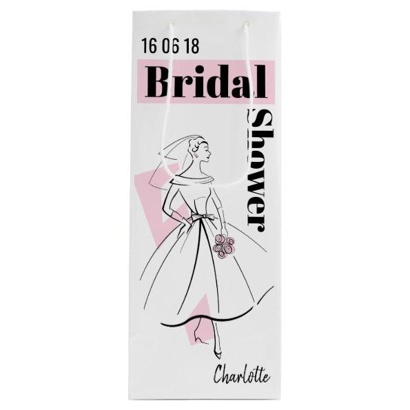 Fashion Bride Pink Bridal Shower wine Wine Gift Bag