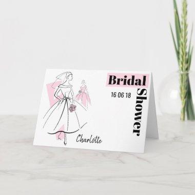 Fashion Bride Pink Group Bridal Shower horizontal Invitations