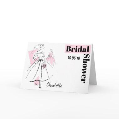 Fashion Bride Pink Group Bridal Shower horizontal Invitations