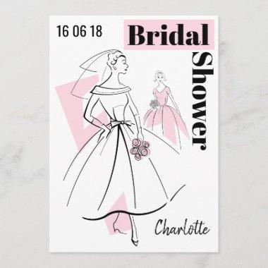 Fashion Bride Pink Group Bridal Shower Invitations