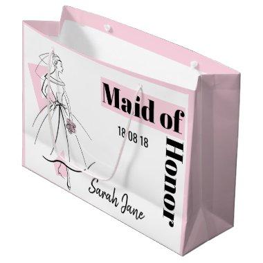Fashion Bride Pink Maid of Honor large pink Large Gift Bag