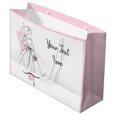 Fashion Bride Pink Text gift bag large pink