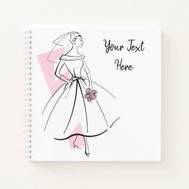 Fashion Bride Pink Text notebook square