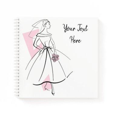 Fashion Bride Pink Text notebook square