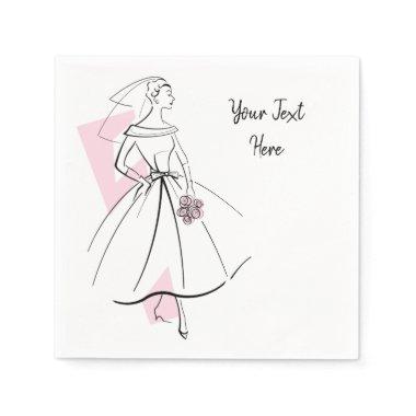 Fashion Bride Pink Text paper napkins