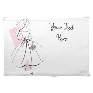 Fashion Bride Pink Text placemat cloth