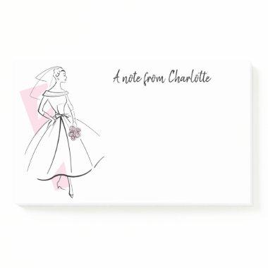 Fashion Bride Pink Text post-it notes