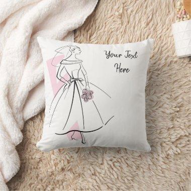 Fashion Bride Pink Text throw pillow pink back