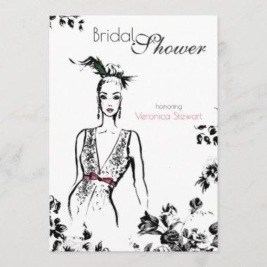 Fashion Illustration Bridal Shower Invitations