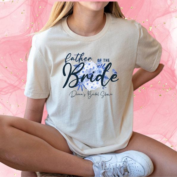 Father of The Bride-Rustic Dusty Blue Watercolor T-Shirt