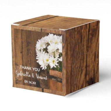 Faux Barn Wood Bucket and White Daisies Wedding Favor Boxes
