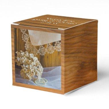 Faux Barn Wood Country Lace Rustic Wedding Favor Boxes