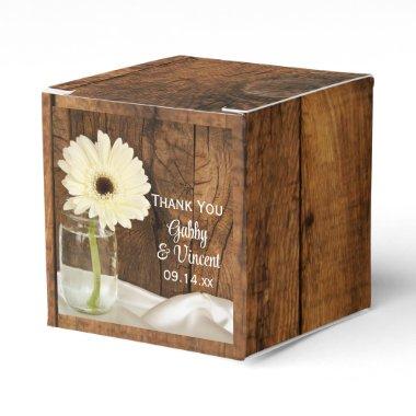 Faux Barn Wood Mason Jar White Daisy Barn Wedding Favor Boxes