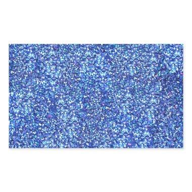 Faux Blue Glitter Blank Template Glamorous Classic Rectangular Sticker