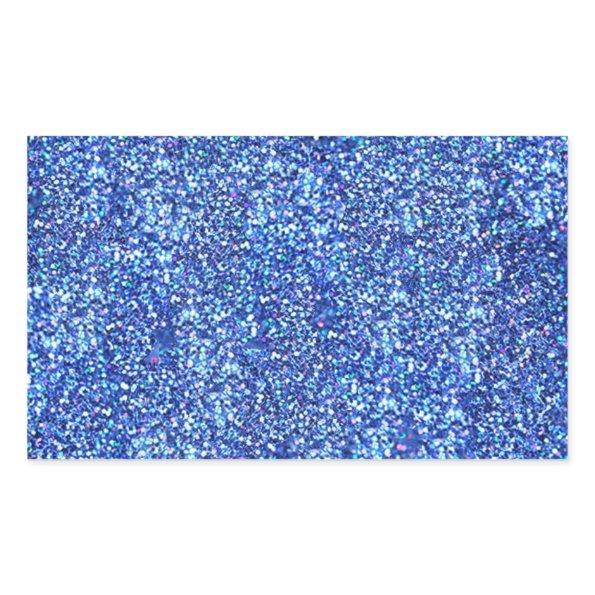 Faux Blue Glitter Blank Template Glamorous Classic Rectangular Sticker